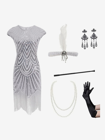 ホワイト ブラック レトロ コスチューム 女性用 フリンジ スパンコール ポリエステル セット アクセサリー ドレス レトロ マリー アントワネット コスチューム パーティー プロムドレス バーガンディ