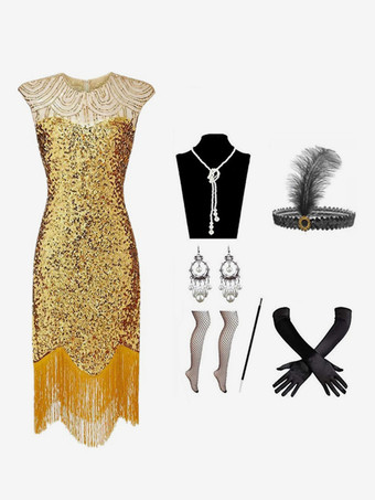 ゴールド ブラック レトロ コスチューム スパンコール ポリエステル アクセサリー マリー アントワネット コスチューム 女性用 レトロ セット ヴィンテージ 衣類