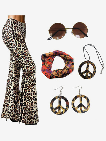 ブラウン ピンクのレトロな衣装女性の花柄ポリエステルパンツアクセサリーレトロマリーアントワネット衣装ヴィンテージ服