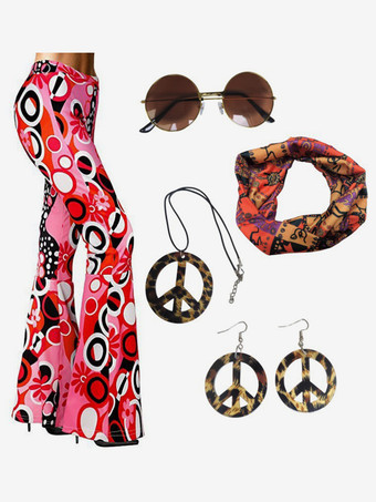 ピンクピンクのレトロな衣装女性の花柄ポリエステルパンツアクセサリーレトロマリーアントワネット衣装ヴィンテージ服