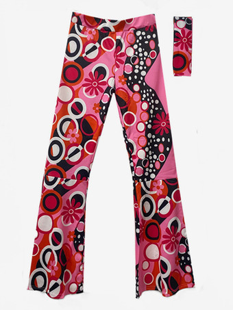 ピンクのレトロな衣装女性の花柄ポリエステルパンツアクセサリーレトロマリーアントワネット衣装ヴィンテージ服