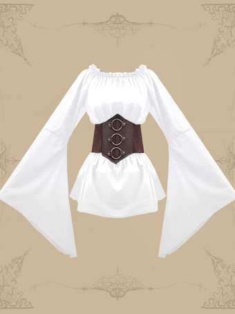 ホワイト ホワイト レトロ コスチューム レディース ポリエステル トップ レトロ マリー アントワネット コスチューム パーティー プロム ドレス