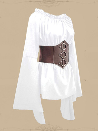 ホワイト レトロ コスチューム レディース ポリエステル トップ レトロ マリー アントワネット コスチューム パーティー プロム ドレス