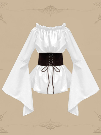 ホワイト レトロ コスチューム レディース ポリエステル トップ レトロ マリー アントワネット コスチューム パーティー プロム ドレス