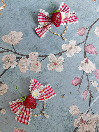 バーガンディークラシック ロリータ アクセサリー インファンタ バーガンディ パール リボン ポリエステル アクセサリー リボン その他