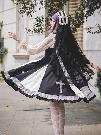 クラシック ロリータ アクセサリー インファンタ ブラック レース 帽子 ポリエステル その他