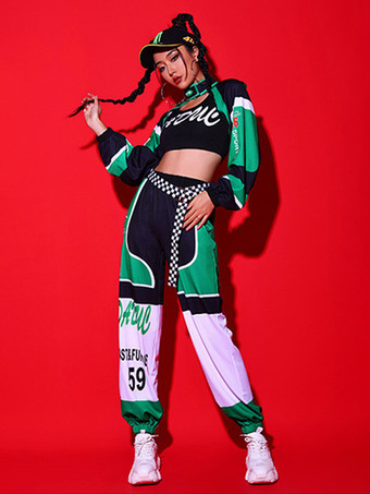 ジャズダンス衣装女の子のポリエステルパンツオーバーコートトップダンスウェア