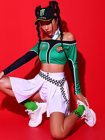 ジャズダンス衣装女の子ポリエステルトップパンツスカートダンスウェア