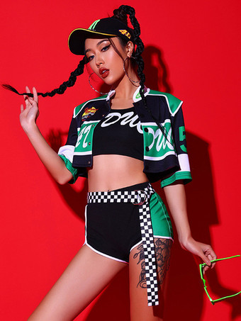 ジャズダンス衣装女性用ポリエステルオーバーコートトップパンツダンスウェア