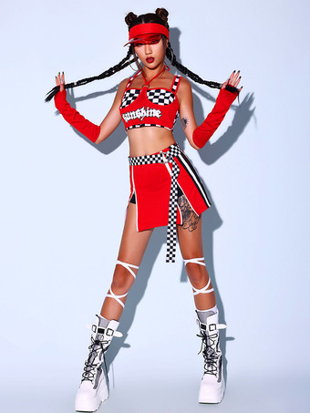 ジャズダンス衣装女性用ポリエステルトップスカートダンスウェア