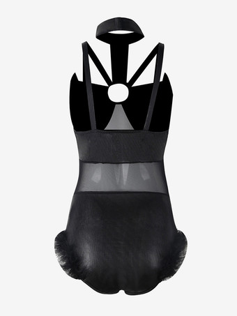 ブラック ジャズダンス衣装女の子用ポリエステルダンスウェア