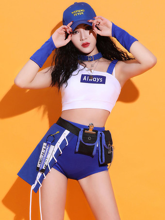 Jazz Dance Costumes Girl's Polyester Top Split Skirt Dancing Wear