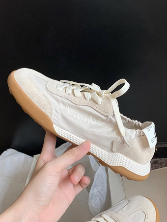 blanco Zapatos casuales azul bebé Zapatillas de deporte con cordones elásticos con punta redonda para mujer