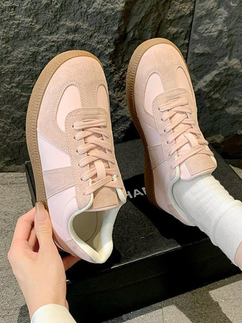 カーキ スニーカー レディース パッチワーク ラウンドトゥ カジュアル シューズ