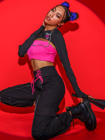 ジャズダンス衣装女性用ポリエステルトップパンツダンスウェア