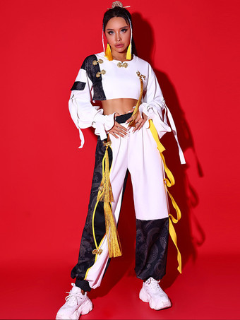 ジャズダンスコスチューム 女の子用ポリエステルトップダンスウェア