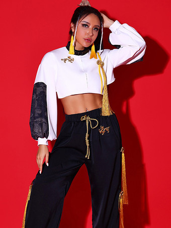 Costumes de danse jazz pour filles haut en polyester vêtements de danse