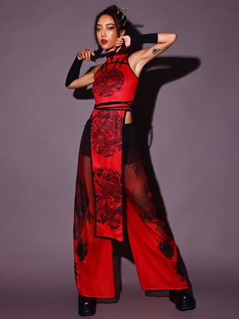 ジャズダンス衣装女性用ポリエステルパンツジャンプスーツダンスウェア