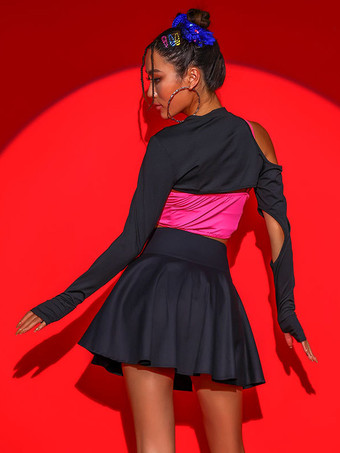 ジャズダンス衣装女の子ポリエステルトップスカートダンスウェア