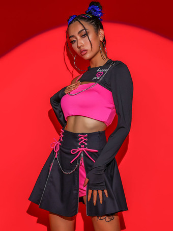 ジャズダンス衣装女の子ポリエステルトップスカートダンスウェア