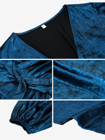 Vネック ショートドレス 長袖 ティアード パーティー カクテル ミニドレス