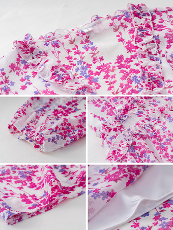 プリントドレス Vネック 長袖 フェイクラップ エレガント カジュアル マキシドレス