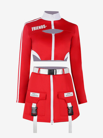 ジャズダンスコスチューム レディース ポリエステルスカートトップ ダンスウェア