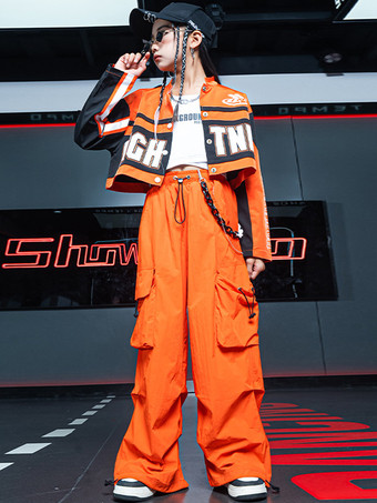 ジャズダンス衣装女の子のポリエステルオーバーコートパンツトップダンスウェア