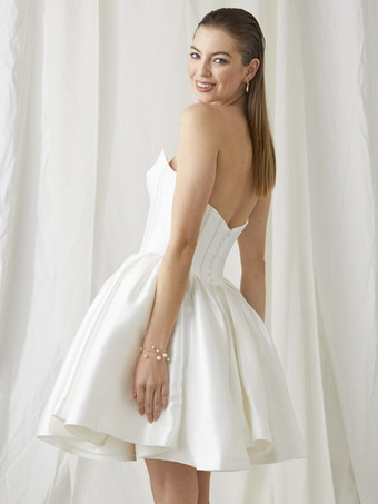 ショートウェディングドレス ショート恋人ネック ノースリーブ ショートナチュラルウエスト レースブライダルドレス