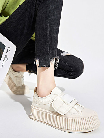 ブラック ポリエステル ラウンド トゥ レディース スニーカー 1.8 インチ カジュアル シューズ