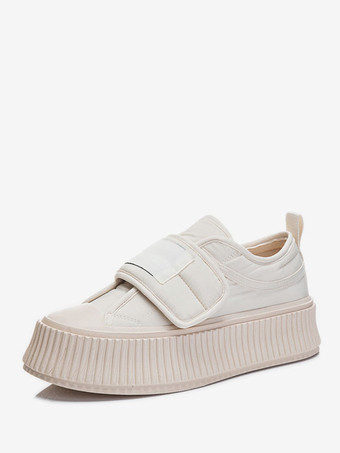 アプリコットブラック ポリエステル ラウンド トゥ レディース スニーカー 1.8 インチ カジュアル シューズ