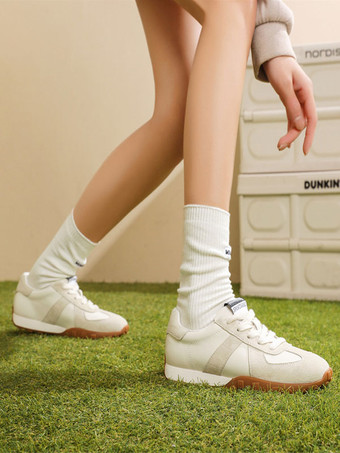 ブルー マイクロ スエード アッパー ラウンド トゥ カラー ブロック レディース スニーカー 1" カジュアル シューズ