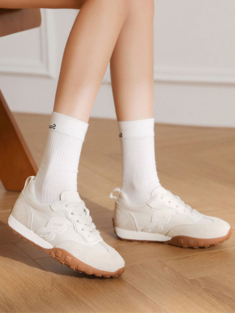 ディープアプリコット マイクロ スエード アッパー ラウンドトゥ レディース スニーカー カラーブロック 1" カジュアル シューズ