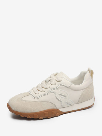 ライト アプリコットディープアプリコット マイクロ スエード アッパー ラウンドトゥ レディース スニーカー カラーブロック 1" カジュアル シューズ