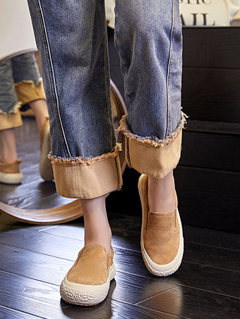 レディース ラウンドトゥ PU レザー バレエ フラット シューズ