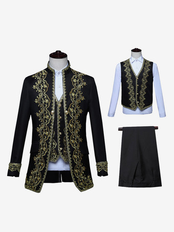 ブラック メンズ レトロ セット 長袖 パレス コスチューム オーバーコート