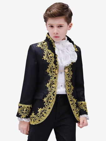 ブラック ハロウィンコスチューム子供用宮殿ドラマパフォーマンス衣装象嵌王子チャーミングパフォーマンスドレス