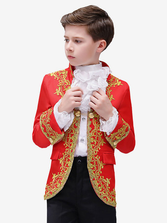 レッド ハロウィンコスチューム子供用宮殿ドラマパフォーマンス衣装象嵌王子チャーミングパフォーマンスドレス