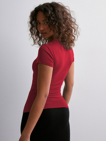 半袖Tシャツ 無地 ラウンドネック 重ね着トップス レディース