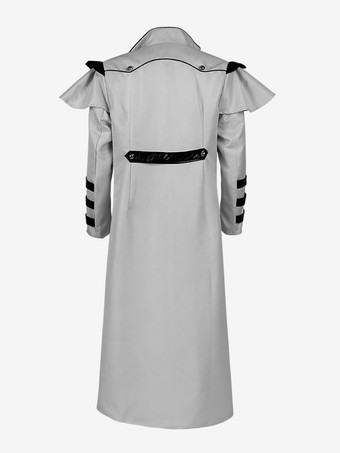 グレー中世の宮殿のバンケットウェアジッパースリットロングウインドブレーカーステージパフォーマンスウェア