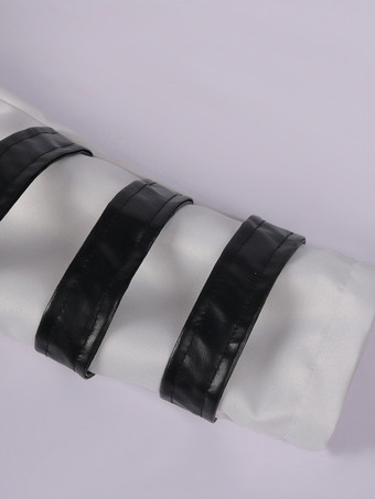 ホワイト中世宮殿バンケットウェアジッパースリットロングウインドブレーカーステージパフォーマンスウェア