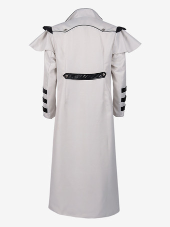 ホワイト中世宮殿バンケットウェアジッパースリットロングウインドブレーカーステージパフォーマンスウェア