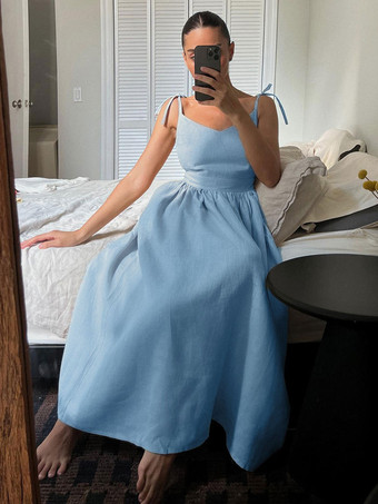 ボヘミアンドレス Vネック ノースリーブ バックレス カジュアル サマービーチドレス