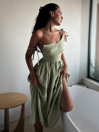 ボヘミアンドレス Vネック ノースリーブ バックレス カジュアル サマービーチドレス