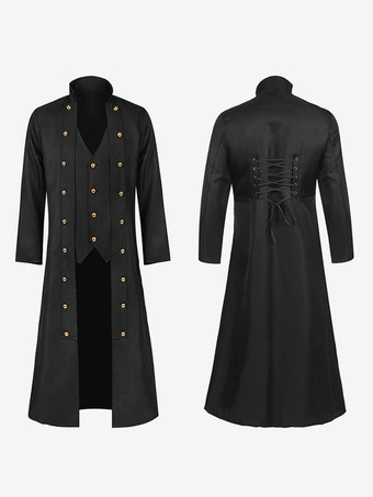 ブラックゴールドダークグリーンメンズスチームパンクレトロジャケットゴシックビクトリア朝時代のレトロ衣装レトロ衣装男性のための