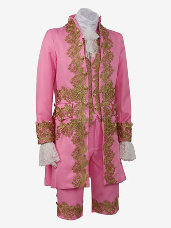 ピンクメンズ宮殿王子ドレスパフォーマンススーツ Cos 衣装中世レトロ衣装 バーガンディ