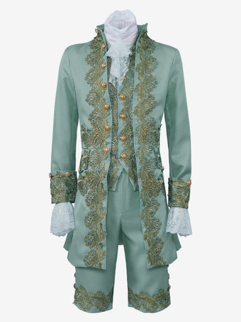 グリーン メンズ宮殿王子ドレスパフォーマンススーツ Cos 衣装中世レトロ衣装 バーガンディ