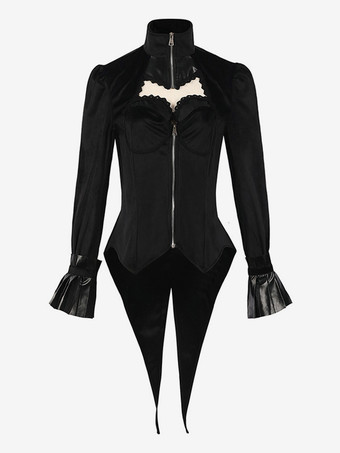 ブラックゴシックレディースミドル丈コートスリムトレンチコートスタンドカラーパレスタキシード