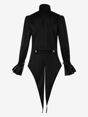 ブラックゴシックレディースミドル丈コートスリムトレンチコートスタンドカラーパレスタキシード