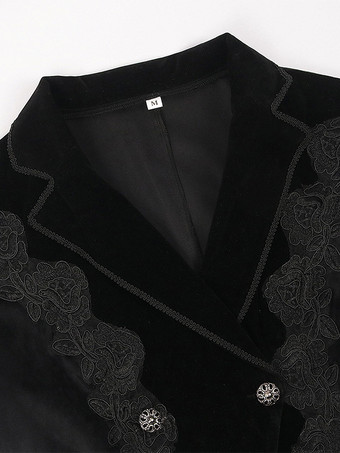 ブラックゴシックレディースミドル丈コート秋冬ファッションスリムトレンチコートダークスタンドカラー宮殿タキシード